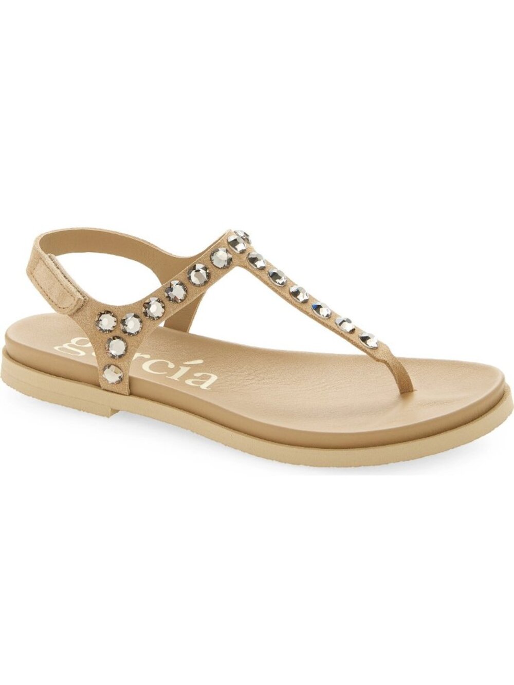 $650 PEDRO GARCIA Judith Crystal Suede T-Strap Sandals LEATHER TAN 36 (DD13)